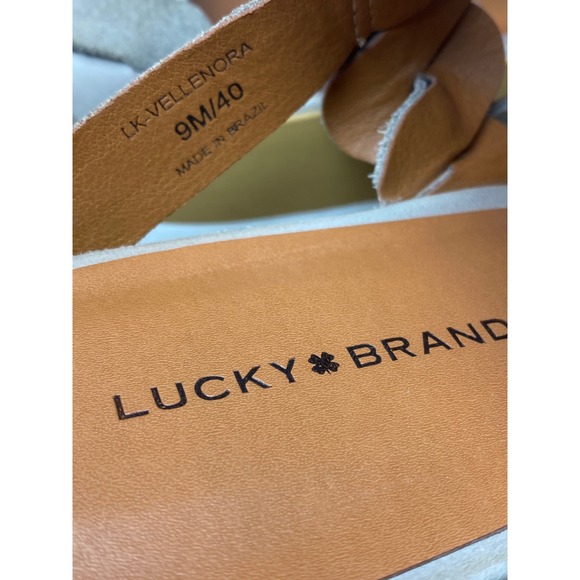 Lucky Brand Vellenora Beige Leather Scalloped Braided Platform Sandals 9M 40 - Picture 5 of 6